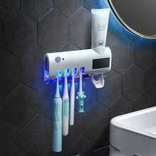 Hanging Toothbrush Holder With A Space-Saving Toothpaste Dispenser. This Convenient Organizer Can Neatly Store Toothbrushes And Toothpaste, Ensuring  And Reliable Use For The Whole Family. - trắng - Xem 4