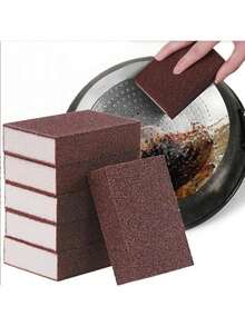 Cepillo abrasivo de diamante para limpieza, productos de limpieza reutilizables y otros suministros de limpieza que incluyen cepillos esponja para limpiar fondos de ollas, esponjas antioxidantes, esponjas para platos, paños de limpieza, limpiadores resistentes y herramientas de limpieza. - Pincel de mango marrón - Ver 11