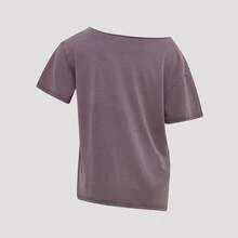 Women's Asymmetric Collar Numeric Print Knit Fabric T-Shirt, Suitable For Casual, Home, And Street Wear - Mauve Purple - View 2