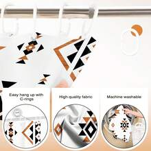 Western Shower Curtain Vintage Shower Curtain Abstract Farmhouse Boho G... - White - View 5