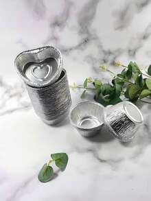 50/100个一次性铝箔容器 - 家用铝箔容器，适用于烘焙鸡蛋和牡蛎 - 蛋糕模具，空气炸锅铝箔容器 - 适用于厨房、餐厅、学校和面包店。 - 彩色 - 查看 2