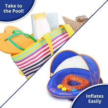 Kids Swimming Equipment Sets - 皇家/橙色嬰兒游泳圈(附遮陽篷) - 查看 6