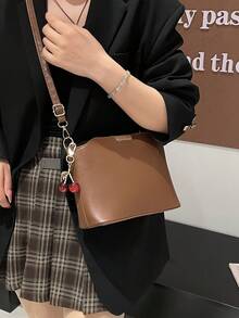 复古撞色水桶包，饰有滚边，适合购物、用作钱包，也适合年轻女性、大学生、新婚夫妇和上班族女性。是办公室、大学、工作、商务、通勤、户外活动、旅行和野餐的理想之选。 - 棕色 - 查看 3