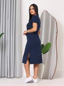 Casual  elegante  Conservador / modesto    Nó    Praia - Azul Marinho - Visão 2