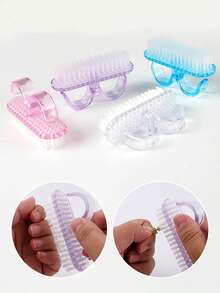 Nail Dust Cleaning Brushes With Cap, Hand Fingernail Brush Cleaner Scrubbing Kit Pedicure For Toes And Nails Men Women,For Nail Art - Multicolor - View 9