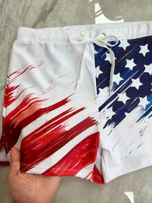 男士休闲国旗印花抽绳泳裤 - 彩色 - 查看 9