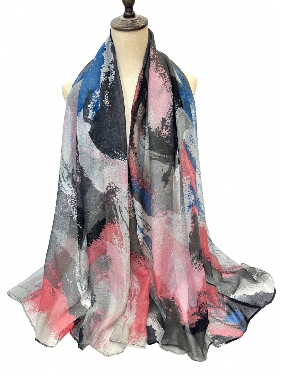1pc Women's Bali Chiffon Multi-Color Fashion Casual Lightweight Scarf Shawl, Versatile For Daily Wear, Travel, Photography - Pink - View 1