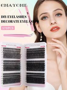 600/570pcs Individual Lashes, D-Curl Volumizing Mixed Styles False Eyelashes Extension Kit With Glue, Tweezer, Brush, 8-18mm Feathery Lashes, Suitable For Beginners DIY At Home, Suitable For Daily, Wedding, Party, Outdoor, Travel, Holiday Occasions - White - View 5