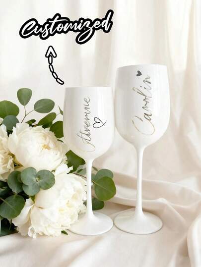 1pc Customized Acrylic Champagne Glass, Customizable Plastic Stem, Customizable Name And Logo, PP Material Shatterproof, Pressure Resistant, Elegant Plastic Champagne Flute Suitable For Wedding Toasts, Engagement Parties, Graduation Celebrations, Bachelorette Parties, Baby Showers, Birthday Parties And More, Multi-Functional, Durable, Decorative, Reusable