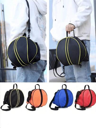 7/6/5 Size Basketball/Football Bag, Unisex One Shoulder Round Ball Backpack With Side Net Pocket For Water Bottle & Umbrella, Sports Casual Couple Backpack, Portable Basketball/Football Storage Bag