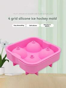 四格冰球模具，四格冰块托盘，带盖威士忌冰模，可重复使用硅胶冰块托盘，创意速冻冰块模具 - 彩色 - 查看 6