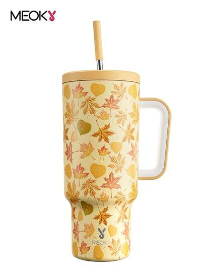 Meoky 40oz Tumbler with Handle and Straw, Insulated Cup, Vacuum Insulated Water Bottle, Tumbler with Lid and Straw, Insulated Stainless Steel Travel Mug, 100% Leak-proof, Keeps Cold for 34 Hours or Hot for 10 Hours