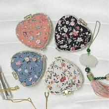 One Portable Heart-Shaped Folding Makeup Mirror With A Cute Fabric Cover And Printed Pattern - A Double-Sided Makeup Mirror, Perfect For Home And Travel. An Ideal Gift For Women, Girls, Mothers, Friends, And Wives. Small Mirror, Pocket-Sized Vanity Mirror. Suitable For Living Room, Home, Bedroom, Bathroom, Home Decor, Travel, Weddings, Parties, Birthdays, Men's Gifts, Moms, Dads, Best Friends, Teachers, New Year's Gifts, Accessories, Funny Gifts, Cosmetics, Inexpensive, Room Decor, Dressing Table, Travel, Bedroom, Makeup Accessories, Mirror, Vanity Mirror, Mini Mirror, Small Mirror, Handheld Mirror, Cheap, Christmas Stocking Gift, Cosmetics, Makeup Tools, Inexpensive Items, Gifts, Women's Gifts, Christmas Gifts.,Cheap,Valentine's Day,Cheap Items,Travel,Travel Essential,Room Decor,Valentine's Gift,Cheap Stuff,Room,1 Dollar Items,Vacation Essentials,Gifts For Women,Bedroom,Valentine,99 Cent - trắng - Xem 4