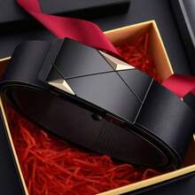 1/2 chiếc thắt lưng khóa tự động thời trang nam, thắt lưng đa năng thường ngày, món quà hoàn hảo cho nam giới trẻ và trung niên - màu đen - Xem 11