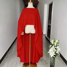 Chiffon Bridal Cape, High-Low Hem Bridal Cloak, Lightweight Bridal Shawl - B - View 8