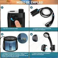 Regadera Portátil Recargable [Cubo Plegable 20L] 6000mAh Ducha Portátil para Camping con 4 Velocidades Pantalla LED IPX7 Kit de Ducha Portatil para Senderismo Mascotas Viaje - Regadera Portatil con Cubo Plegable - Ver 4