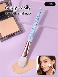 1支梵高绘画图案软毛粉底刷，无缝散粉粉底刷，面膜刷，不吸油化妆刷，新手化妆工具 - 彩色 - 查看 9