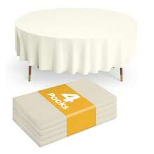 Round Tablecloth Set Party Solids 4/8 Pack Premium Plastic Tablecloth 54in. X 108in. Rectangle Plastic Table 8/4PCS Set - Beige - View 10