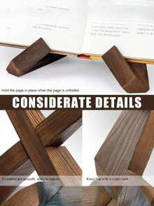 1 Pc Handmade Rustic Farmhouse Wooden Cookbook Stand Kitchen Counter Cabinet Recipe Holder Valentine's Day New Year Gift - Multicolor - View 8