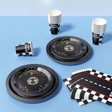 1 Set Racing Dashboard Disposable Plates, Napkins, Cups Party Supplies, Serves 8 Guests, Suitable For Birthday, Wedding, Theme Party, Family Picnic - Multicolor - View 5