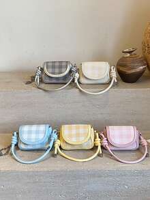 1 chiếc túi đeo vai hai màu dành cho thanh thiếu niên, cầm tay, có 6 màu để lựa chọn, phụ kiện thời trang cho các buổi đi chơi, có thể đựng tai nghe, tiền xu, son môi. - Phiên bản mini - Xem 2