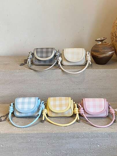 1个双色单肩包，青少年手提包，6种颜色可选，时尚外出配饰，可装耳机、硬币、口红等。