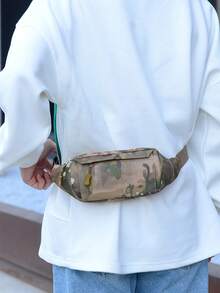 时尚女士腰包/胸包，隐形拉链，纯色防水尼龙材质，可装硬币和小物件。男士拉链前开式腰包/胸包/斜挎包/单肩包，适合旅行、工作、运动等场合，轻便防盗，配有可调节肩带，尼龙材质，简约户外大学包。 - 紫紅色 - 查看 6