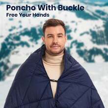 Manta hinchada para exteriores, manta de camping reversible, cálida, resistente al agua, plegable, ligera, colcha de camping, para estadio, mochilero, hamaca, picnic 79 x 55 pulgadas. - Azul real - Ver 6