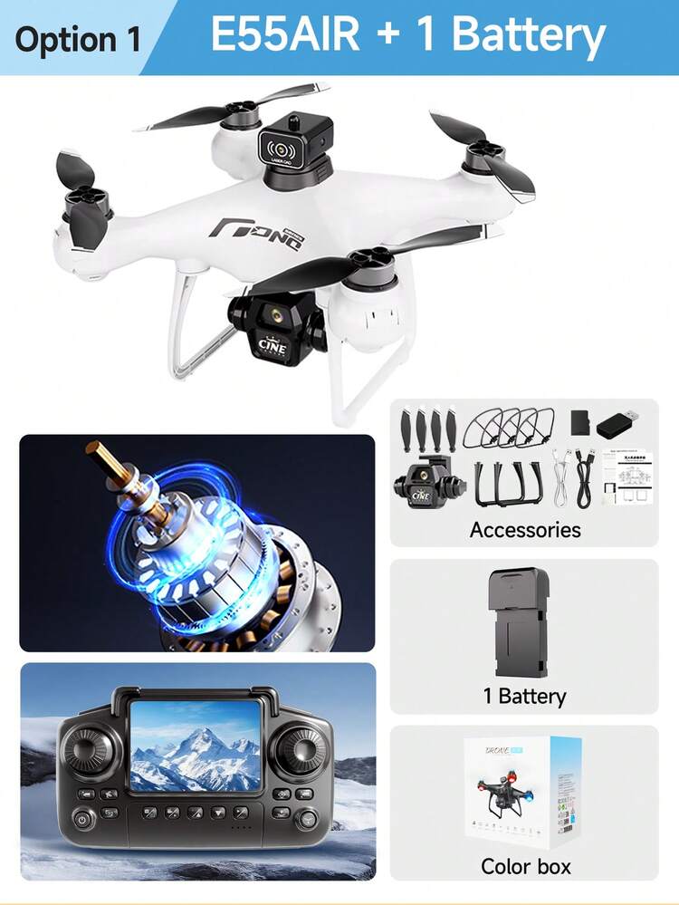 AXNEN 2026新款E55AIR无刷电机双摄像头无人机，带遥控器、智能避障、无头模式、3档速度调节、光流悬停，操作简便——即使是初学者也能轻松完成各种特技动作，是圣诞节和万圣节的绝佳礼物选择。 - 彩色 - 查看 11