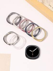 2件套闪亮保护壳，兼容三星Galaxy Watch 8 40mm/44mm (2025) 配件，钻石边框硬质PC保护套，适用于Galaxy Watch 8，运动表带兼容三星Galaxy Watch 8/8经典表带 40mm/44mm (2025) - 无缝隙硅胶软防水Galaxy 8表带，男女通用 - 矽膠 - 查看 3