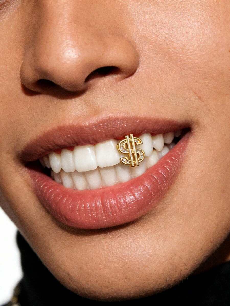 1 Bộ phụ kiện niềng răng đơn kiểu Hip-Hop mới với mặt dây chuyền hình chữ thập đính đá Zirconia, thích hợp đeo hàng ngày trong các dịp lễ (Kèm nhíp silicon và sách hướng dẫn sử dụng)