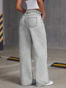 Jeans azul claro rasgados de moda para adolescentes. Elegante y versátil para todas las estaciones, pantalones vaqueros esenciales dulces y elegantes. - Gris - Ver 2