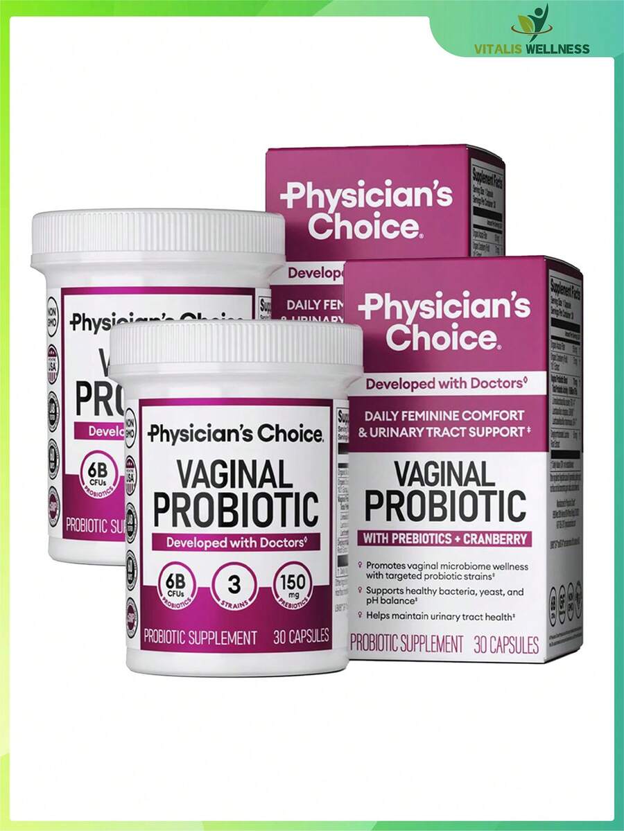 Phvsician's Choice Women's WellnessProbiotic -Daily Supplement Supports PH Balance, OdorControl, Feminine Microbiome & Flora Health WithCranberry - 2 chai - Xem 1
