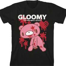 Bioworld Gloomy Bear Character Blood Drip & Logo Crew Neck Short Sleeve Boys' Black T-Shirt - màu đen - Xem 1