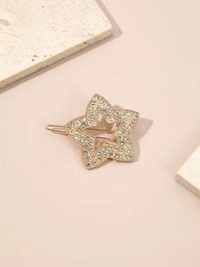 1pc Elegant Minimalist Versatile Hair Clips With Rhinestones, Heart, Star, Moon, Flower, Butterfly Metal Clips - Multicolor - View 18