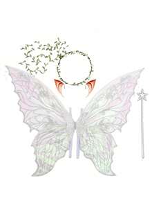 1pc Adult Fairy Costume Set With Headpiece, Metallic Hair Band, Magic Wand, Ears - Butterfly Wings, Suitable For Role Play, Party In 7 Color Options Halloween - Multicolor - View 24