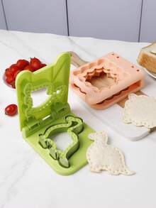 1 Stück quadratischer Blumen-Rand Edelstahl Sandwich Ausstecher Form, Dinosaurier-Rand Brot Ausstecher Form, Heim-DIY Backwerkzeug Toaster Clip, Brot Formgebungsform, praktisch, langanhaltend und einfach zu reinigen, geeignet zum Backen von Gebäck - Verschiedenfarbig - Übersicht 7