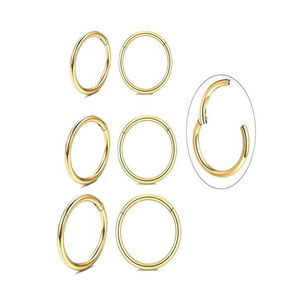 Unisex Dainty Tiny 18k Plating Cartilage Huggie Hoop Earrings, 18G Surgical Steel Small Endless Hinged Hoops Earring For Earlobe Cartilage Helix Rook Daith Conch Nose Lip Body Piercing Jewelry