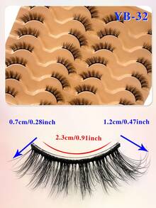 ENCHUW 16对半假睫毛，自然妆效，漫画风格，纤细卷翘，仿貂毛材质，适合派对佩戴 - 黑色 - 查看 2