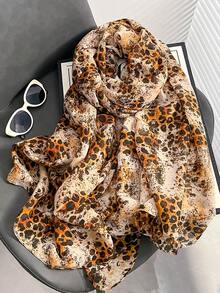 1条新款豹纹印花围巾，防晒围巾，沙滩围巾，女士沙滩度假披肩，防风拍照围巾，为您的造型增添亮点，也是一份节日礼物。 - 圍巾 - 查看 6