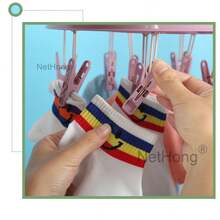 Sock Dryer With 18 Pegs, Rotating Drying Rack With Windproof Hooks Rack Socks - Multicolor - View 3