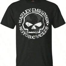 Shirts For Men Men's-Shirt, Hand Made Willie G Skull Distressed 30294030   Tee 8NDR Men's Casual Print Round Neck Short Sleeve T-Shirt Men Women T-Shirt Print Tee - 黑色 - 查看 8