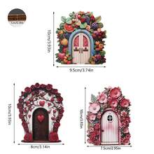 1,0 cm de grosor Mini puerta de hadas Decoración de paisaje micro, Suministros de plantación de musgo en maceta, Adorno de modelo de puerta de hadas, Adecuado para decoración de patio y jardín, Decoración de exteriores y jardín, Adorno de jardinería (Artesanía de madera de doble capa) - JLM022 - Ver 3