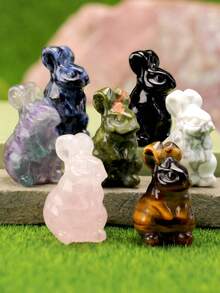 Rabbit Natural Crystals Carving,Creative Animal Home Decoration/Easter Special Gift Ornament, Very Good Natural Decoration,Room Decor - Color - View 2