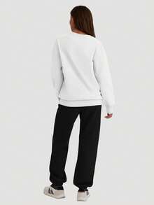 Speed mate 2 pezzi Set sportivo da donna, felpa girocollo e pantaloni sportivi casual, primavera/estate - nero - Visualizzare 6