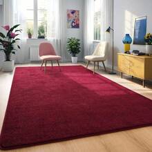 222 Bedroom & Living Room Nordic Dark Red Rug, 4'x6'/6'x9' Faux Cashmere Soft Short Pile | Thickened Memory Foam Non-Slip Dining Area Deco - Burgundy - View 4