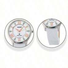 Orient 女士优雅水晶水钻石英模拟手表，休闲防水银色表壳，女士礼物 - 白色 - 查看 2