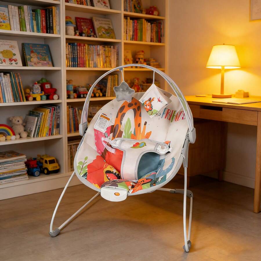 Portable Baby Bouncer For Infant,Modern Baby Bouncer Seat,Infant Bouncers With Music For Babies 0-6 Months Up To 20 Lbs - Critter Party - View 1