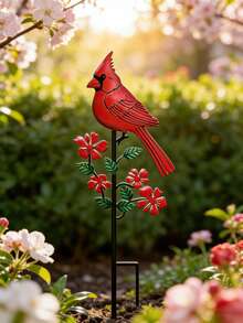 1个红色红雀金属花园插牌，户外装饰鸟类雕塑，庭院艺术品，适用于花盆、小径、露台、草坪、后院，可作纪念礼物。生动的红色红雀花园插牌艺术摆件，户外雕塑装饰插牌，送给妈妈和爱鸟人士的防水露台门廊庭院装饰，独特的乔迁礼物，送给爱鸟人士和园丁。 - 多色 - 查看 8