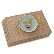 MUNSKT Cotton Place Mats 4 Pcs Place Mats For Table Natural Linen Washable Table Mat Heat Resistant Placemats For Kitchen Restaurant - Flax - View 1